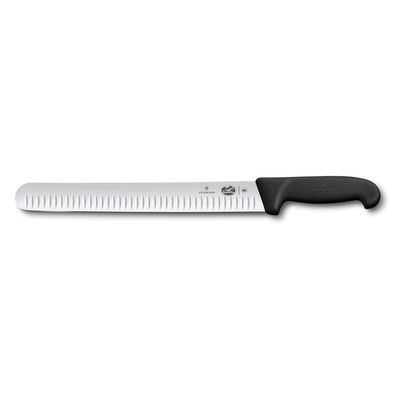 Fibrox, Schinkenmesser, 30cm, Kullenschliff, schwarz, Blister