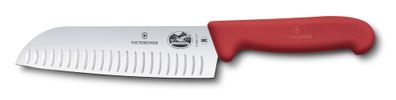 Fibrox, Santokumesser, 17cm, gerade, Kullenschliff, rot, Blister