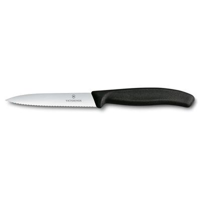 Swiss Classic, Gemüsemesser, 10cm, Wellen, schwarz