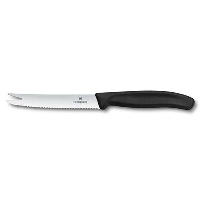 Swiss Classic, Käse- & Wurstmesser mit Gabelspitze, 11cm, schwarz