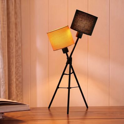cagü: Design Tischlampe IRIS Schwarz-Orange 55cm Retro Lounge Tischleuchte