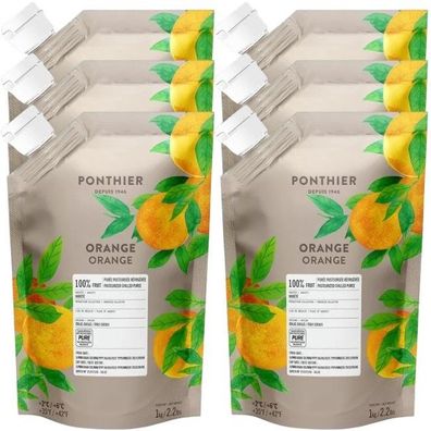 Ponthier Orange Fruchtpüree 6x 1kg Premium Orangenpüree 100 % Valencia aus Sizilien
