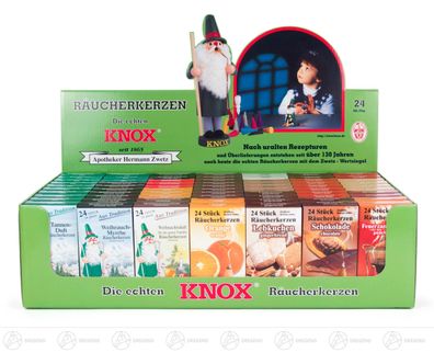 Zubehör Verkaufsdisplay KNOX Räucherkerzen, 70 Schachteln à 24 Stück