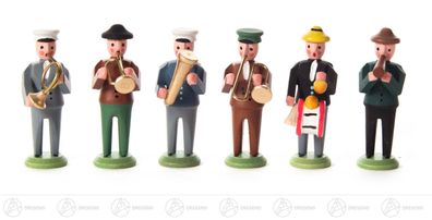 Miniatur Musikkapelle (6) H=ca 4 cm NEU Erzgebirge Weihnachtsfigur Holzfigur
