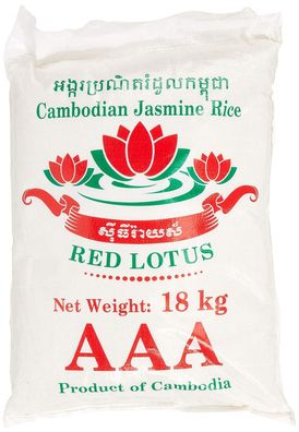 Red Lotus kambodschanischer Langkornreis Jasmin 1x 18 kg hohe Qualität 3xA für Currys