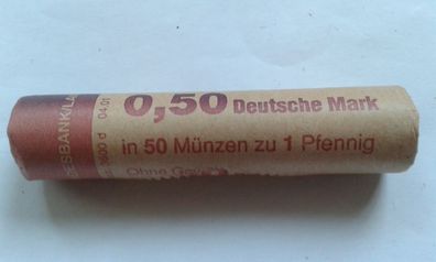 Rolle 1 Pfennig zu 50 Pfennig 1 Pfennig Rolle Bundesbank Banderrole Landeszentralbank