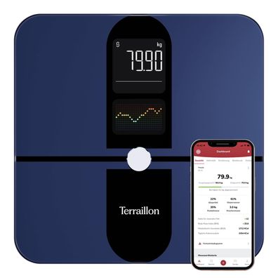 Terraillon Color Connect Personenwaage Bluetooth 180 kg Farbdisplay blau