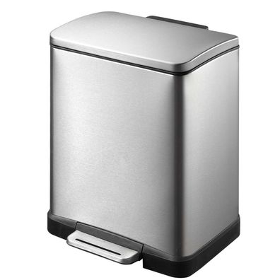 EKO E-Cube Tritt-Mülleimer 12 L Edelstahl matt mit Soft-Close-Deckel