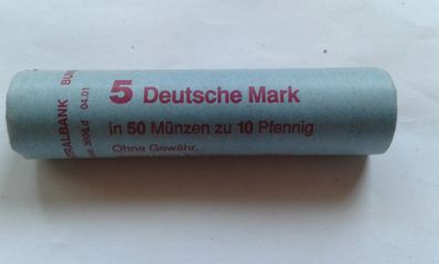 Rolle 10 Pfennig zu 5 Mark 10 Pfennig Rolle Bundesbank Banderrole Landeszentralbank
