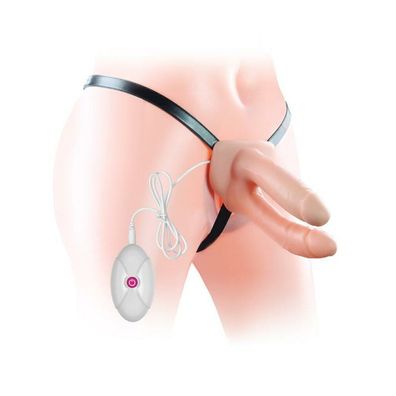 Double Hollow Dildo Strap On Vibrierend