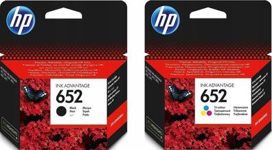 HP 652 Tintenpatronen-Set Schwarz F6V25AE + FARBE F6V24AE