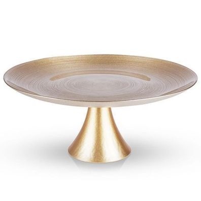 Goldener Glas-Kuchenständer auf einem 28 cm langen Stiel