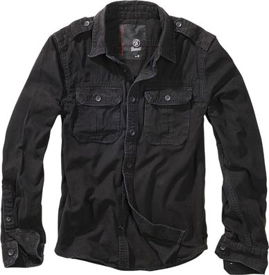 Brandit Hemd Vintage Shirt Longsleeve in Black
