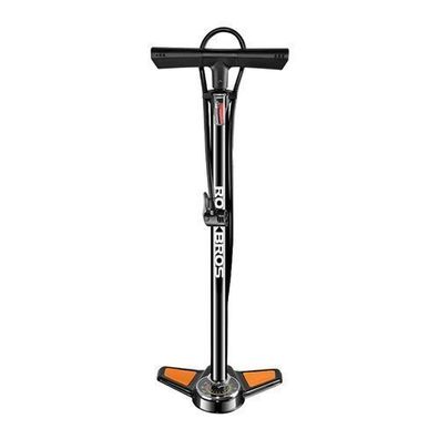 Fahrrad-Standpumpe mit Manometer - schwarz und orange