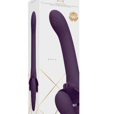 Satu Riemenloser Strapon mit Pulswelle und Vibration, Violett