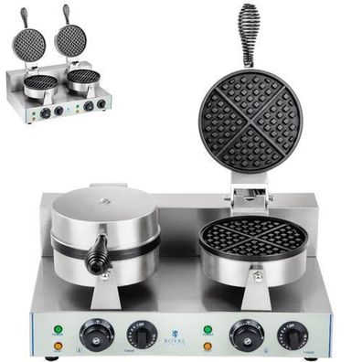 Doppeltes rundes Teflon-Waffeleisen, Waffeln mit 18,5 cm Durchmesser