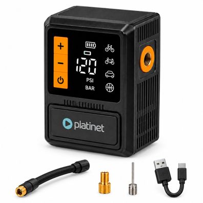 Platinet PTC70 Mini-Reifenpumpe 70 W 1200 mAh USB-C 8,4 bar Taschenlampe