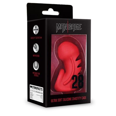 Modell 28 - Keuschheitskäfig aus ultraweichem Silikon - Rot