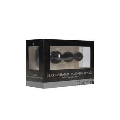 Analplug mit Silikonperlen und Diamanten