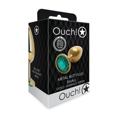 Analplug mit runden Edelsteinen Größe S Gold/Smaragdgrün