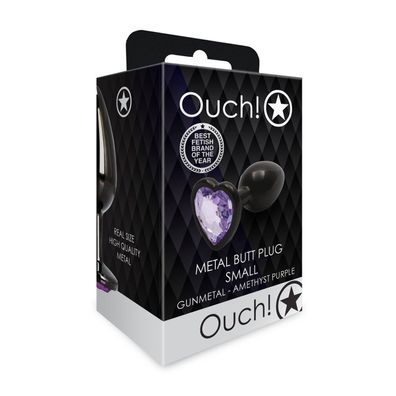 Analplug in Herzform, Größ S, Rotguss/Amethyst, Violett