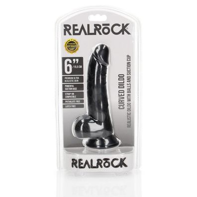 Gebogener realistischer Dildo mit Kugeln und Saugnapf - 6/15,5 cm