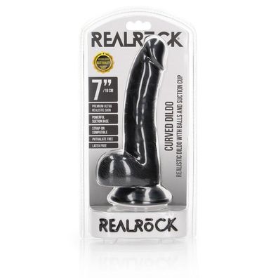 Gebogener realistischer Dildo mit Kugeln und Saugnapf - 7/18 cm