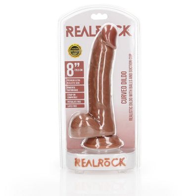 Gebogener realistischer Dildo mit Kugeln und Saugnapf - 8/20,5 cm