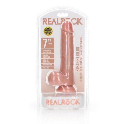 Gerader realistischer Dildo mit Kugeln und Saugnapf - 7/18 cm