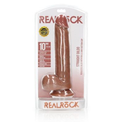 Gerader realistischer Dildo mit Kugeln und Saugnapf - 10/25,5 cm