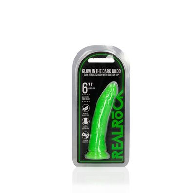 Schmaler realistischer Dildo mit Saugnapf - leuchtet im Dunkeln - 6"/15,5 cm