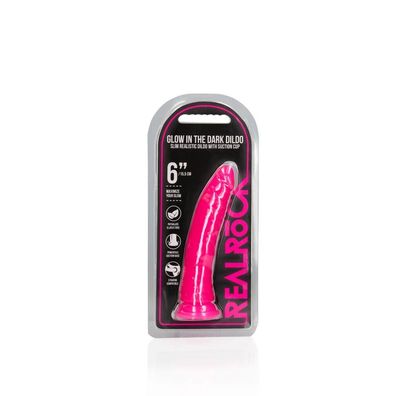 Schmaler realistischer Dildo mit Saugnapf - leuchtet im Dunkeln - 6"/15,5 cm