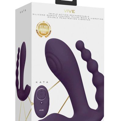 Kata Vibrator mit doppelter Penetration, Pulswelle, Violett