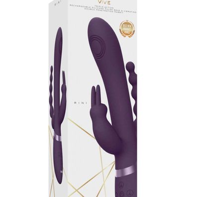 Rini, vibrierendes Kaninchen mit doppelter Penetration, Pulswelle, Violett