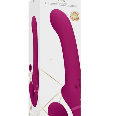 Ai - Strapon ohne Träger, mit zwei Vibrationen, Air Wave Tickler