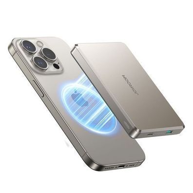 Powerbank Pro 10000mAh Ultradünn Magnetisch PD 20W USB-C Lightning - Titan