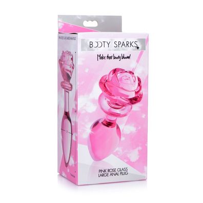 Pink Rose Analplug aus Glas Größe L