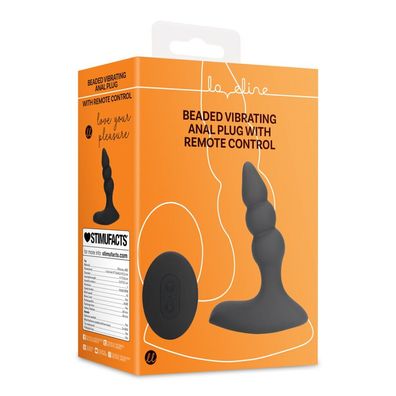 Vibrierender Analplug mit Perlen und Fernbedienung - Lakritze Schwarz