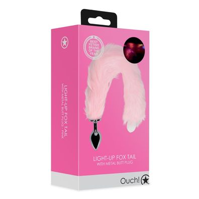 Leuchtender Fuchsschwanz mit Analplug aus Metall, Rosa