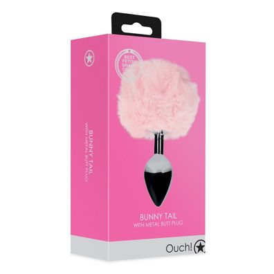 Hasenschwanz mit Analplug aus Metall, Rosa