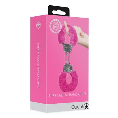 Fellfarbene Handschellen aus Metall, Rosa