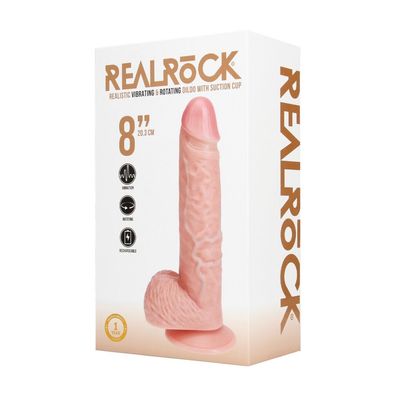 Vibrierender und rotierender gerader Schwanz mit Kugeln - 8/20,5 cm - Fleisch