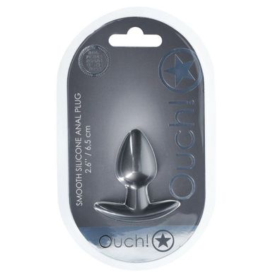 Analplug aus glattem Silikon, klein, 2,6/6,5 cm, Gunmetal