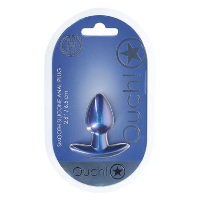 Analplug aus glattem Silikon Größe S 2,6/6,5 cm Metallisches Blau