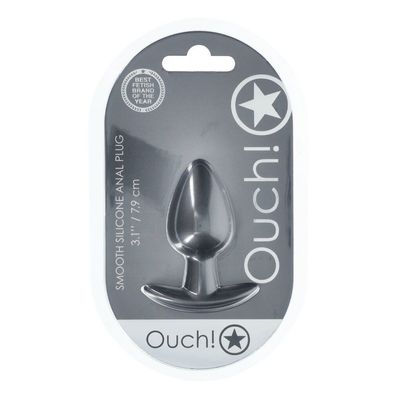 Analplug aus glattem Silikon, Größ M, 3,1/7,9 cm, Gunmetal