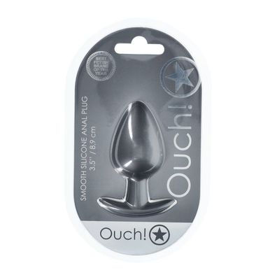 Analplug aus glattem Silikon, groß 3,5/8,9 cm, Gunmetal