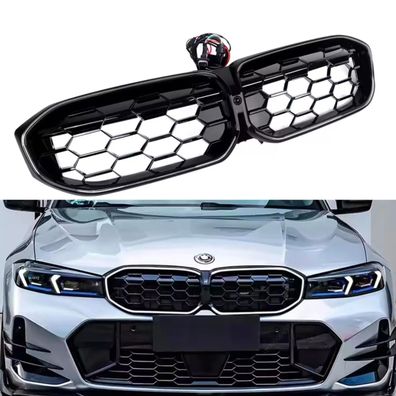LED Nieren Waben Kühlergrill Performance Schwarz Hochglanz für BMW 3er G20 G21 LCI