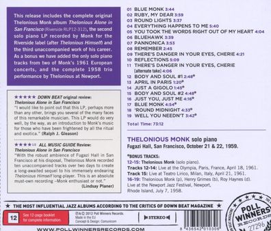 Thelonious Monk (1917-1982): Thelonious Alone In San Francisco