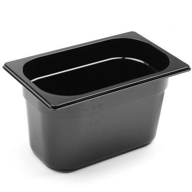 Gastronormbehälter GN 1/4 aus schwarzem Polycarbonat 265x162x150mm 4L Hendi 862612