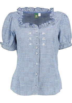 OS Trachten Trachtenbluse Editha jeansblau - Größe: 34